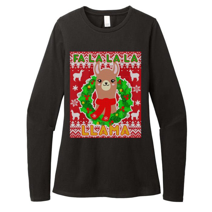 Christmas Fa La La La Llama Ugly Sweater Womens CVC Long Sleeve Shirt