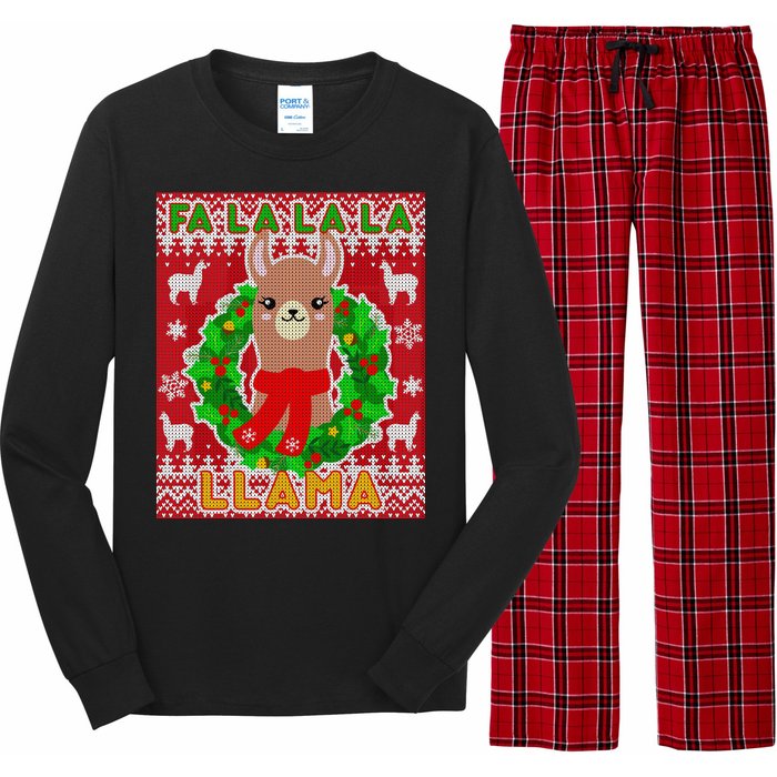 Christmas Fa La La La Llama Ugly Sweater Long Sleeve Pajama Set