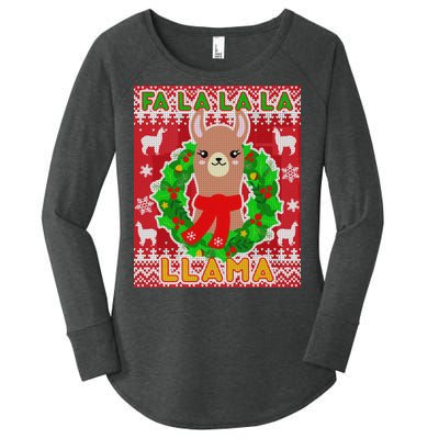 Christmas Fa La La La Llama Ugly Sweater Women's Perfect Tri Tunic Long Sleeve Shirt