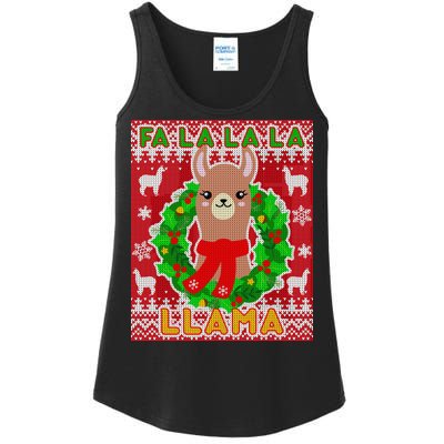 Christmas Fa La La La Llama Ugly Sweater Ladies Essential Tank