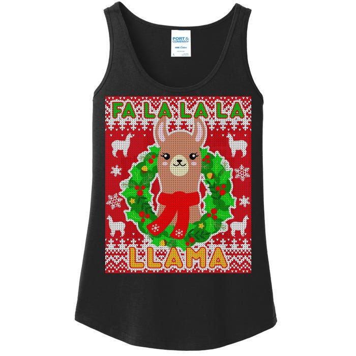 Christmas Fa La La La Llama Ugly Sweater Ladies Essential Tank