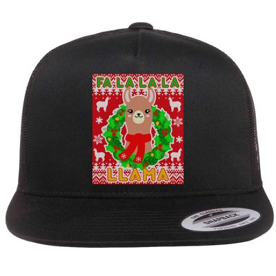 Christmas Fa La La La Llama Ugly Sweater Flatbill Hat