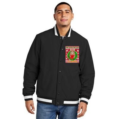 Christmas Fa La La La Llama Ugly Sweater Insulated Varsity Jacket