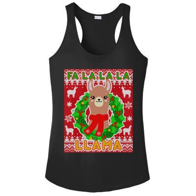 Christmas Fa La La La Llama Ugly Sweater Ladies PosiCharge Competitor Racerback Tank