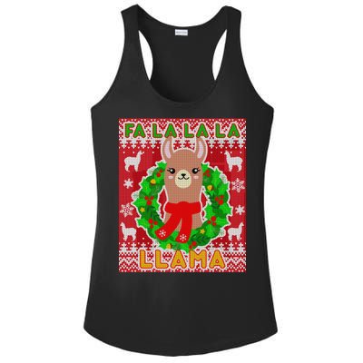 Christmas Fa La La La Llama Ugly Sweater Ladies PosiCharge Competitor Racerback Tank