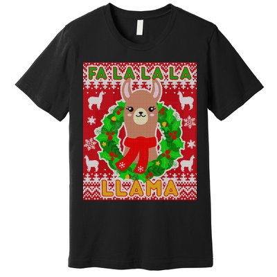 Christmas Fa La La La Llama Ugly Sweater Premium T-Shirt