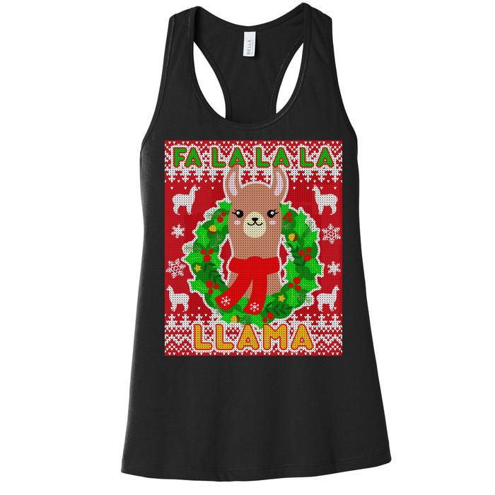 Christmas Fa La La La Llama Ugly Sweater Women's Racerback Tank