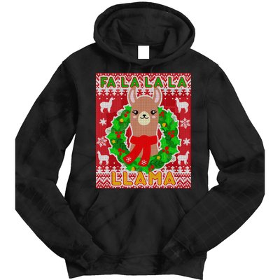 Christmas Fa La La La Llama Ugly Sweater Tie Dye Hoodie