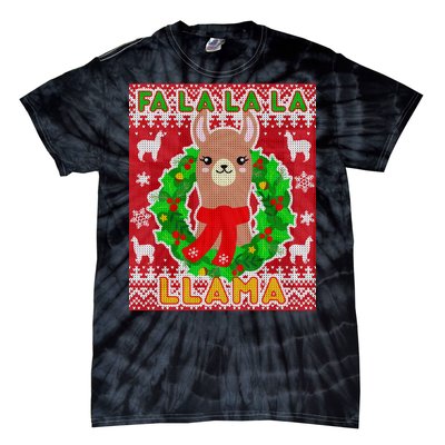 Christmas Fa La La La Llama Ugly Sweater Tie-Dye T-Shirt