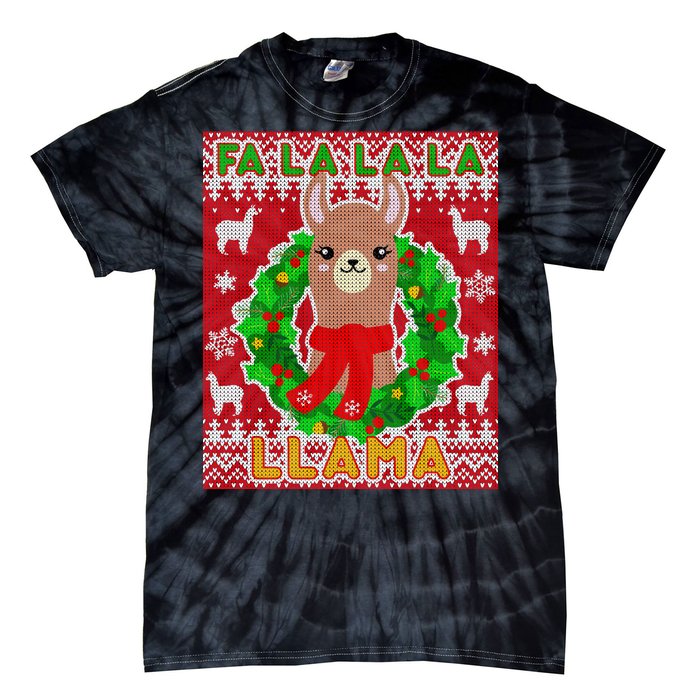 Christmas Fa La La La Llama Ugly Sweater Tie-Dye T-Shirt