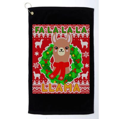 Christmas Fa La La La Llama Ugly Sweater Golf Towel