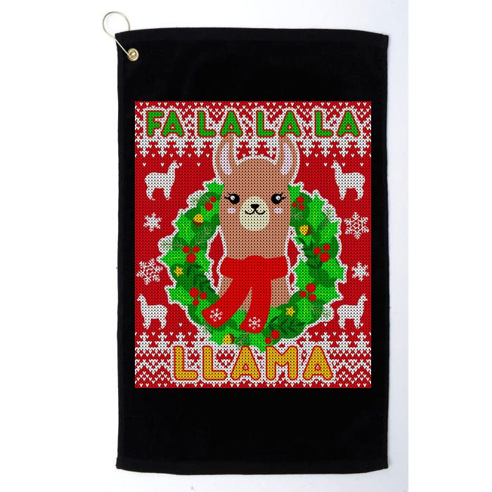 Christmas Fa La La La Llama Ugly Sweater Golf Towel