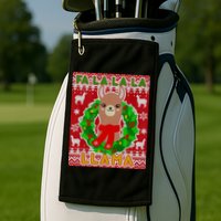 Christmas Fa La La La Llama Ugly Sweater Golf Towel