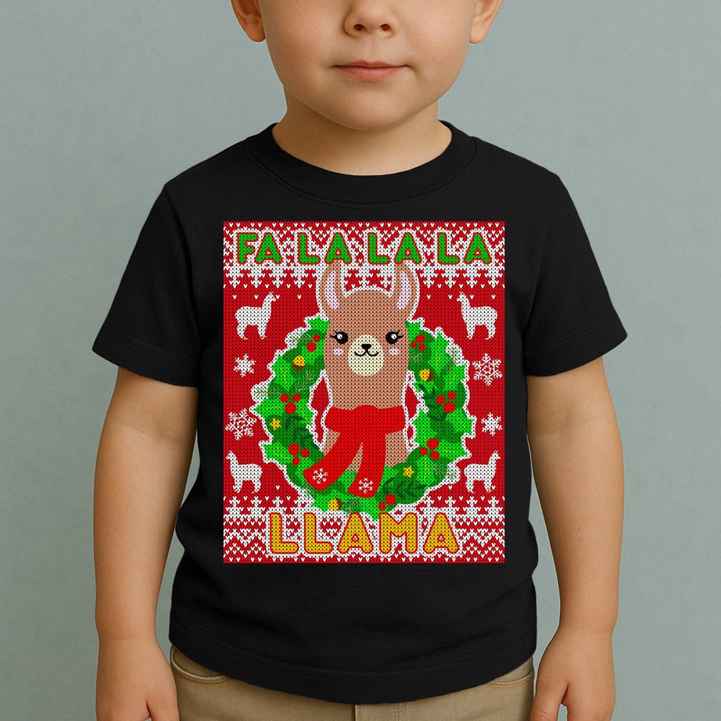 Christmas Fa La La La Llama Ugly Sweater Toddler T-Shirt