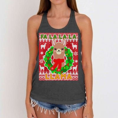 Christmas Fa La La La Llama Ugly Sweater Women's Knotted Racerback Tank