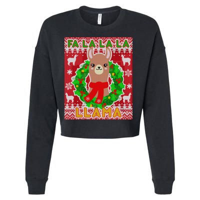 Christmas Fa La La La Llama Ugly Sweater Cropped Pullover Crew