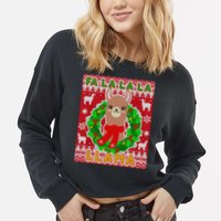 Christmas Fa La La La Llama Ugly Sweater Cropped Pullover Crew