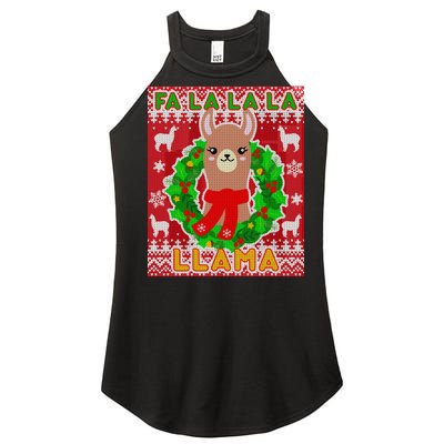 Christmas Fa La La La Llama Ugly Sweater Women's Perfect Tri Rocker Tank