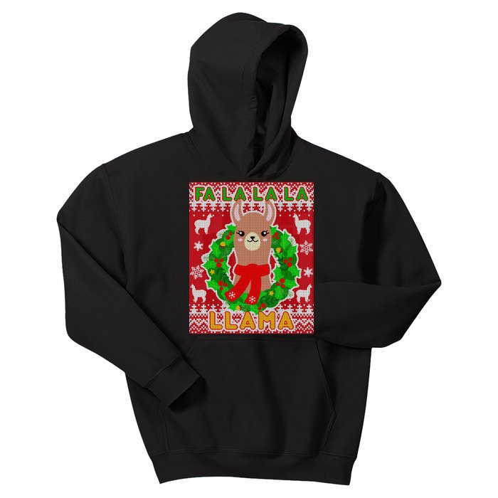 Christmas Fa La La La Llama Ugly Sweater Kids Hoodie