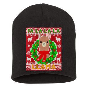 Christmas Fa La La La Llama Ugly Sweater Short Acrylic Beanie