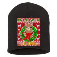Christmas Fa La La La Llama Ugly Sweater Short Acrylic Beanie