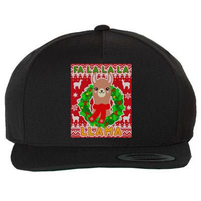 Christmas Fa La La La Llama Ugly Sweater Wool Snapback Cap