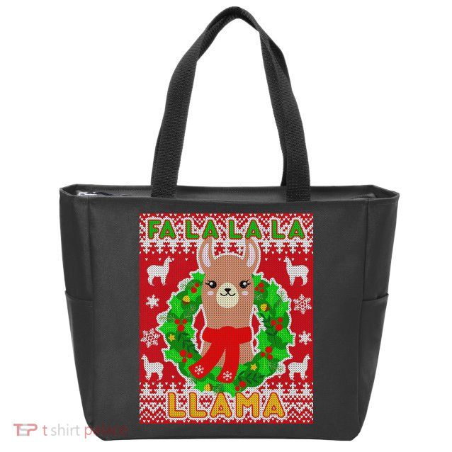 Christmas Fa La La La Llama Ugly Sweater Zip Tote Bag