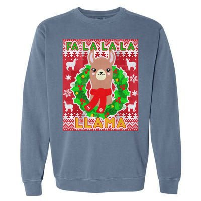 Christmas Fa La La La Llama Ugly Sweater Garment-Dyed Sweatshirt