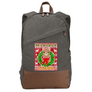 Christmas Fa La La La Llama Ugly Sweater Cotton Canvas Backpack