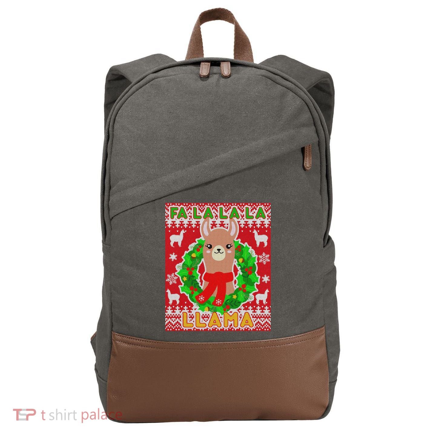 Christmas Fa La La La Llama Ugly Sweater Cotton Canvas Backpack