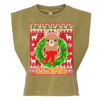 Christmas Fa La La La Llama Ugly Sweater Garment-Dyed Women's Muscle Tee