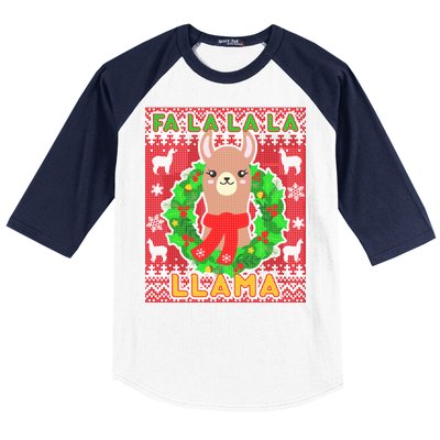 Christmas Fa La La La Llama Ugly Sweater Baseball Sleeve Shirt