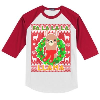 Christmas Fa La La La Llama Ugly Sweater Kids Colorblock Raglan Jersey