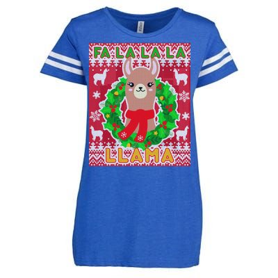 Christmas Fa La La La Llama Ugly Sweater Enza Ladies Jersey Football T-Shirt