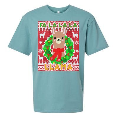 Christmas Fa La La La Llama Ugly Sweater Sueded Cloud Jersey T-Shirt