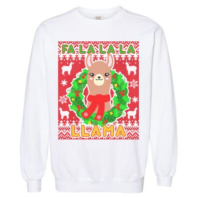 Christmas Fa La La La Llama Ugly Sweater Garment-Dyed Sweatshirt