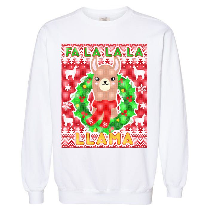 Christmas Fa La La La Llama Ugly Sweater Garment-Dyed Sweatshirt