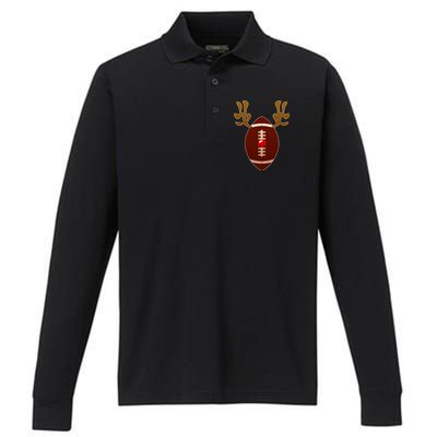 Christmas Football Reindeer  Performance Long Sleeve Polo