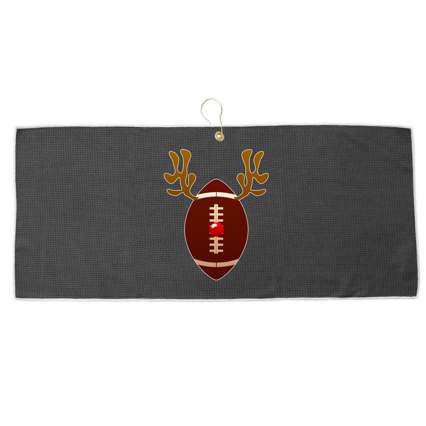 Christmas Football Reindeer  Large Microfiber Waffle Golf Towel