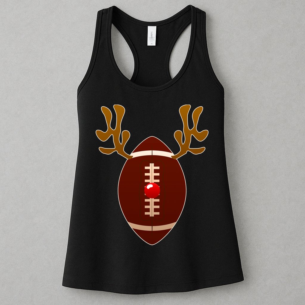 Christmas Football Reindeer  Womens Tank Top