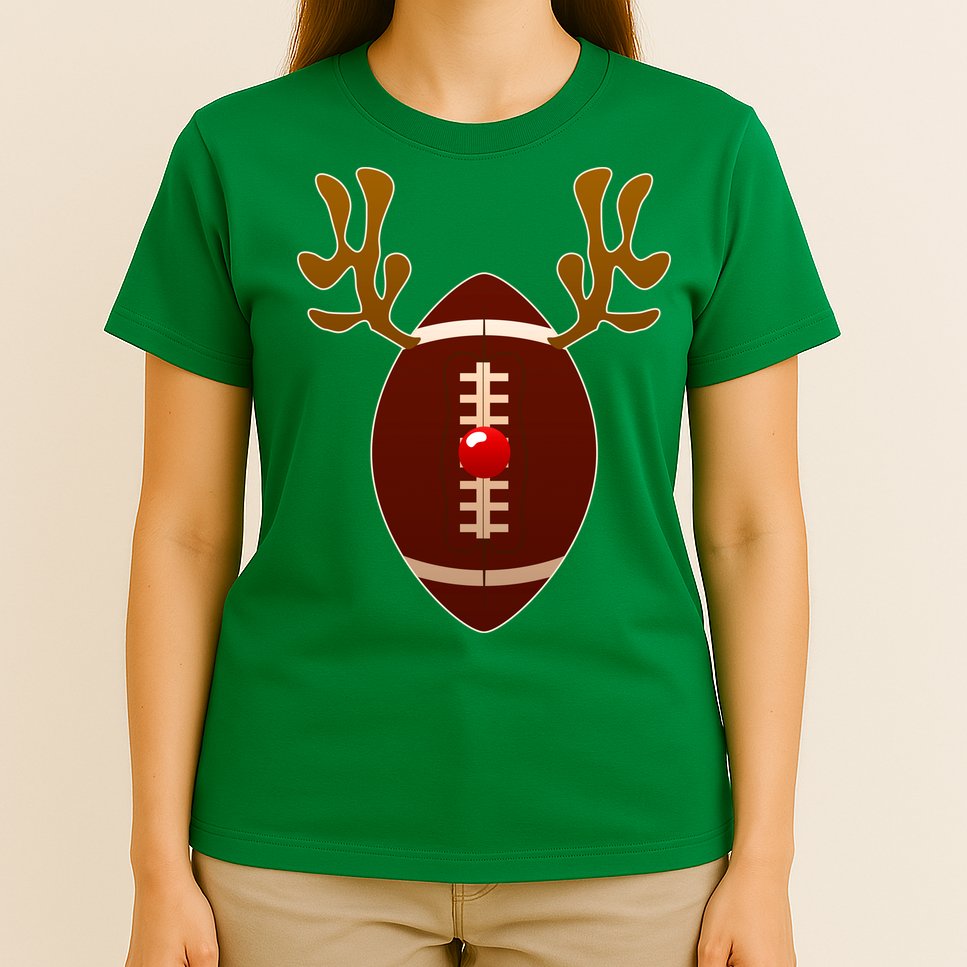 Christmas Football Reindeer  T-Shirt