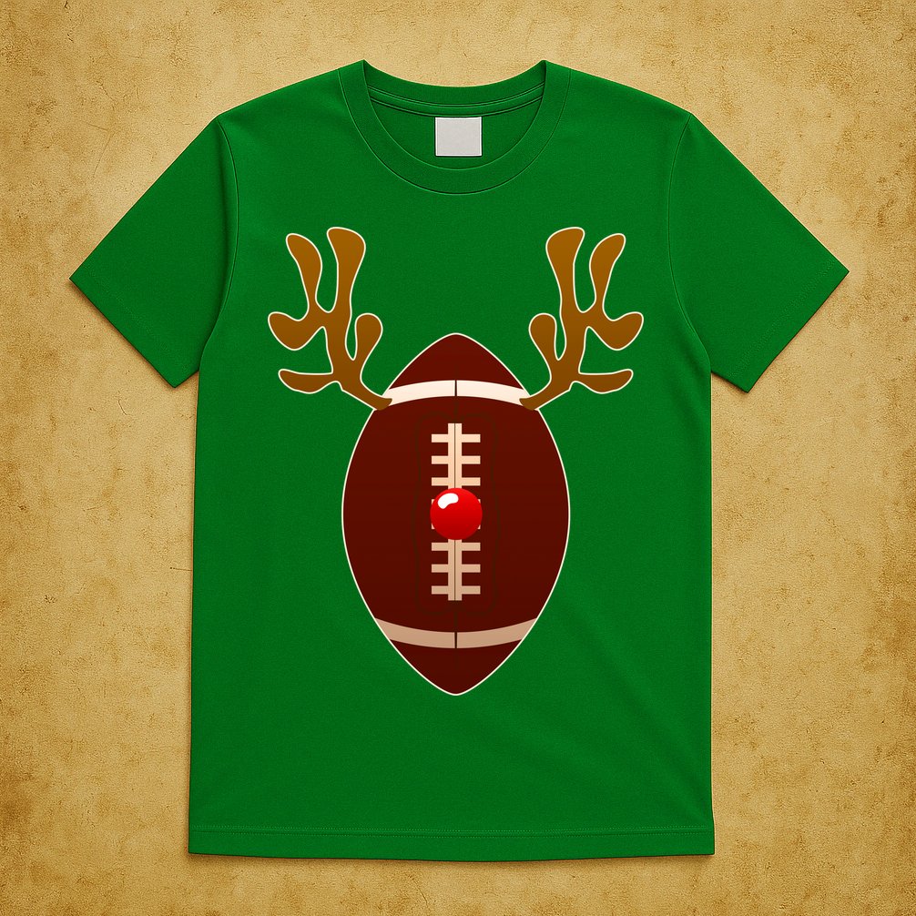 Christmas Football Reindeer  T-Shirt