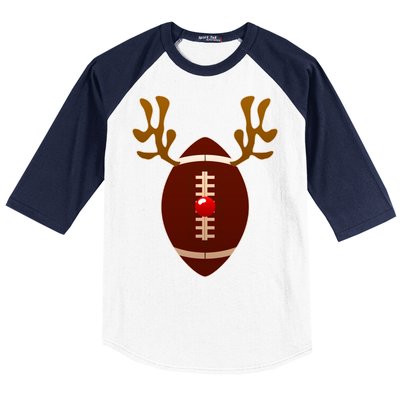 Christmas Football Reindeer  Baseball Sleeve Shirt