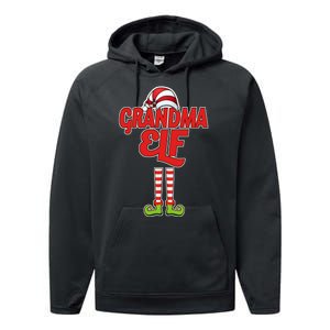 Christmas Grandma Elf Performance Fleece Hoodie