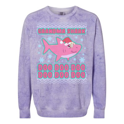 Christmas Grandma Shark Doo Doo Doo Colorblast Crewneck Sweatshirt