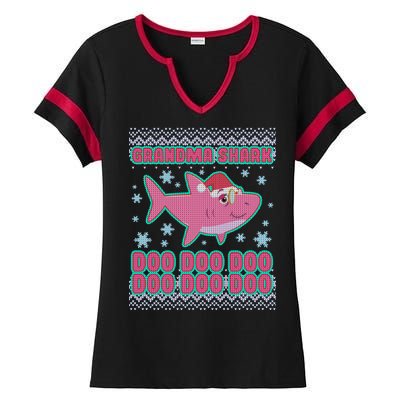 Christmas Grandma Shark Doo Doo Doo Ladies Halftime Notch Neck Tee