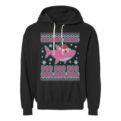 Christmas Grandma Shark Doo Doo Doo Garment-Dyed Fleece Hoodie