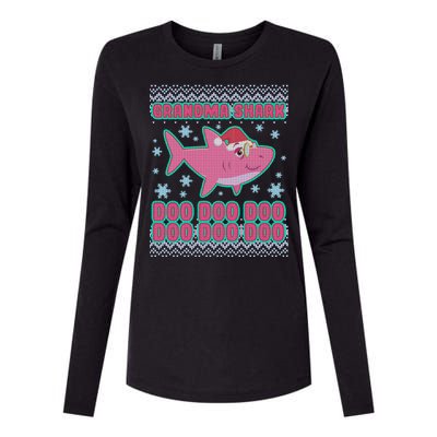 Christmas Grandma Shark Doo Doo Doo Womens Cotton Relaxed Long Sleeve T-Shirt