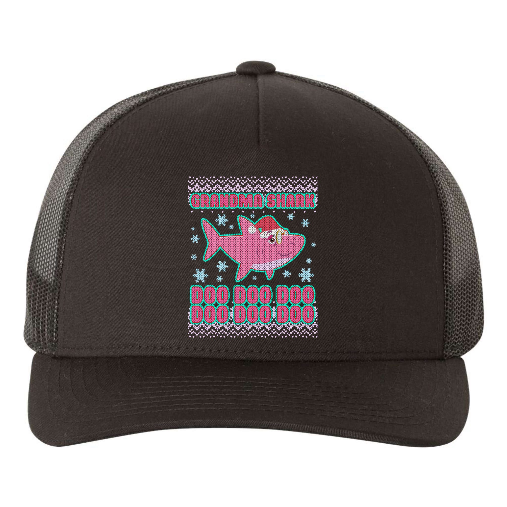 Christmas Grandma Shark Doo Doo Doo Yupoong Adult 5-Panel Trucker Hat