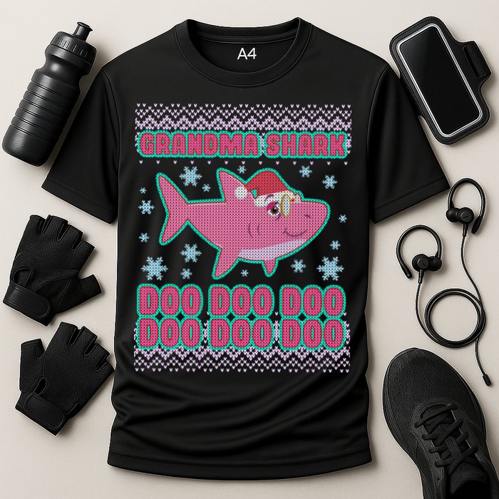 Christmas Grandma Shark Doo Doo Doo Cooling Performance Crew T-Shirt